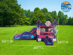 Mermaid Theme PURPLE PALACE Bounce House Water Slide Combo - Dual Lane
