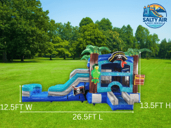 Pirate Theme TEAL Bounce House Water Slide Combo