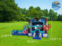 Ocean Theme TEAL Bounce House Water Slide Combo