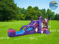 Unicorn Theme PURPLE PALACE Bounce House Water Slide Combo - Dual Lane
