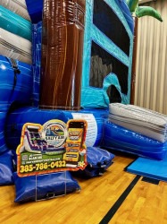 1F179703 14C6 4B68 9B00 E851F7F59D9B 1778700768 Palm Tree TEAL Bounce House Water Slide Combo